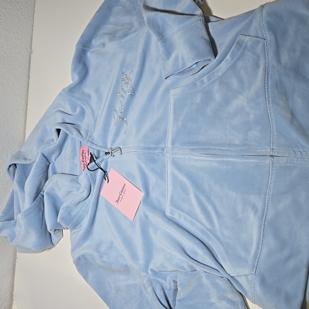 Juicy Couture Velour Tracksuit Baby Blue With Rhinestones Large - Picture 5 of 9